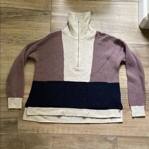 Madewell Sweater Womens S Merino Wool Blend Colorblock Half-Zip High Neck
